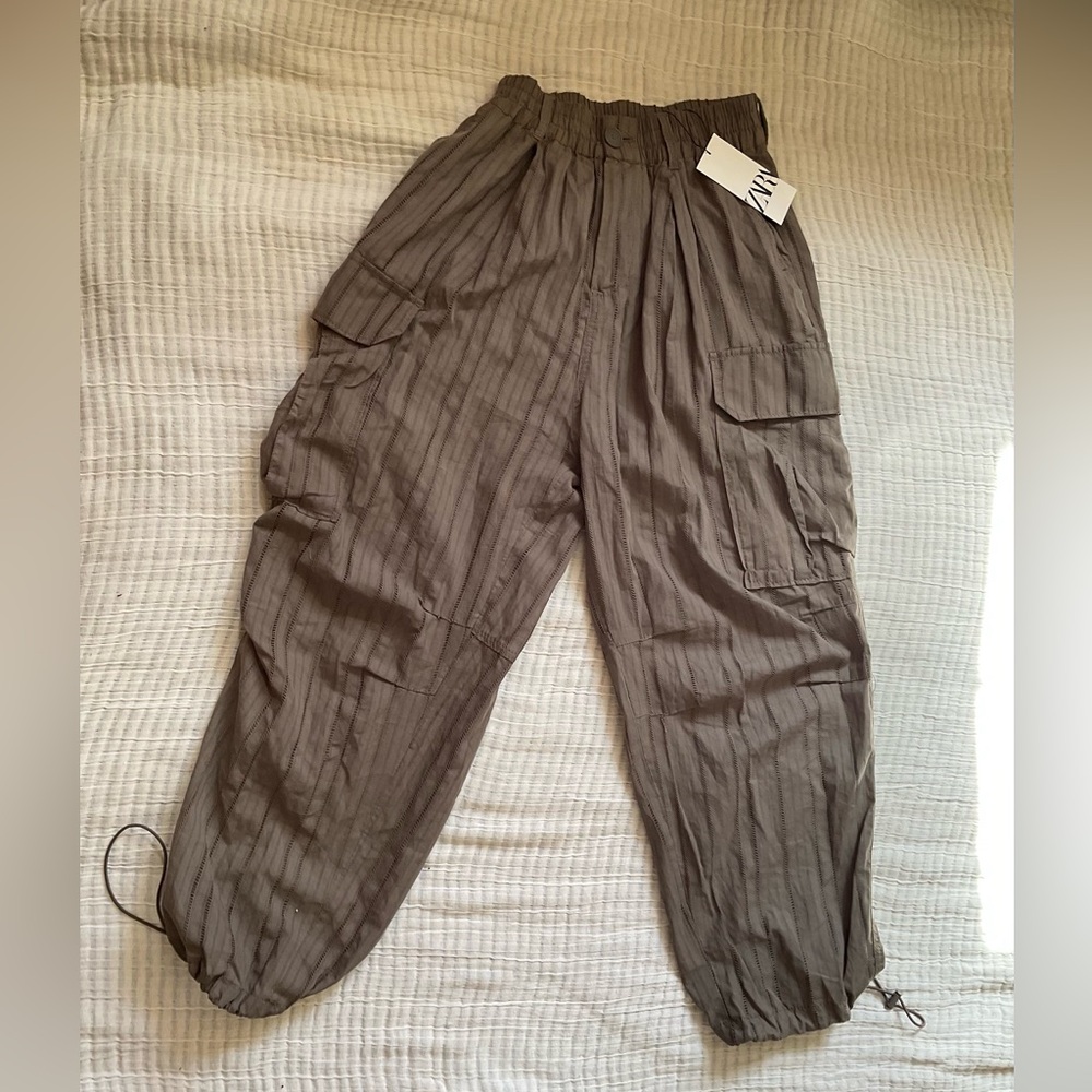Zara Brown Cargo Track Pants